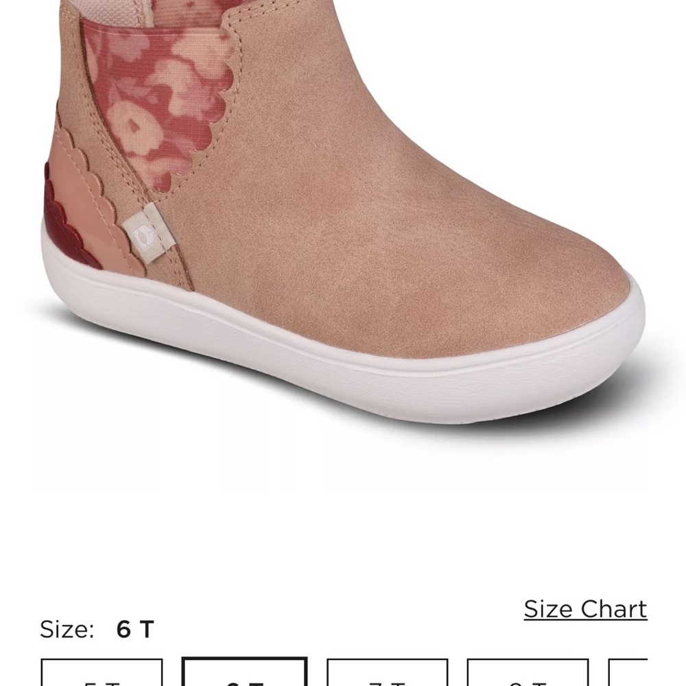 Oomphies Quinta Little Kids Girls Slip-On Ankle Boots With Floral Accent